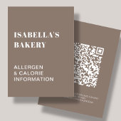 Voedingsallergie Calorie-informatie QR-code-Kaart Visitekaartje