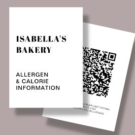 Voedingsallergie Calorie-informatie QR-code-Kaart Visitekaartje