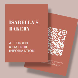 Voedingsallergie Calorie-informatie QR-code-Kaart Visitekaartje