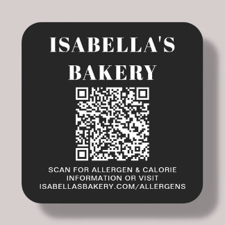 Voedingsallergie Calorie-informatie QR-code Vierkante Sticker