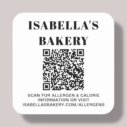 Voedingsallergie Calorie-informatie QR-code Vierkante Sticker