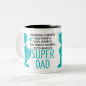 Voedingsallergie Super Dad Blauwgroen Silhouette Tweekleurige Koffiemok (Voorkant links)