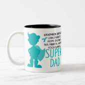 Voedingsallergie Super Dad Blauwgroen Silhouette Tweekleurige Koffiemok (Links)