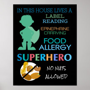 Voedingsallergie Superheld No Nuts Allowed Boys Poster