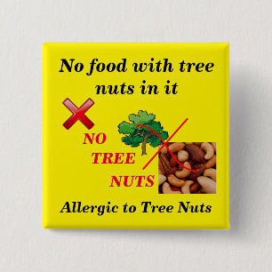 Voedingsallergie Waarschuwingsboom Nut Allergy Gee Vierkante Button 5,1 Cm