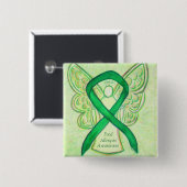 Voedingsallergieën Bewustheid Angel Green Ribbon P Vierkante Button 5,1 Cm (Voorkant /achterkant)