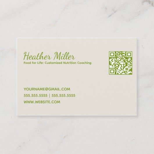 🥑 Voedingscoach Gepersonaliseerd QR Visitekaartje (Achterkant)