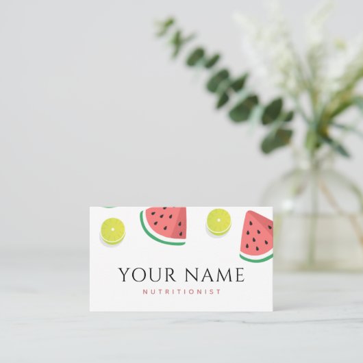 Voedingsdeskundige Diëtist Watermeloen Limoen Scha Visitekaartje (Staand voorkant)