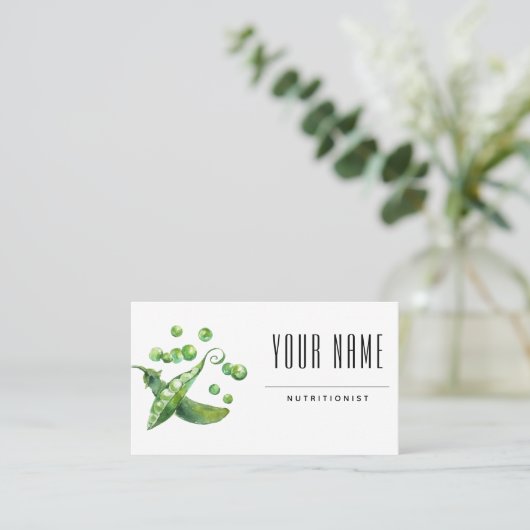 Voedingsdeskundige Food Coach Waterverf Erwten Gez Visitekaartje (Staand voorkant)