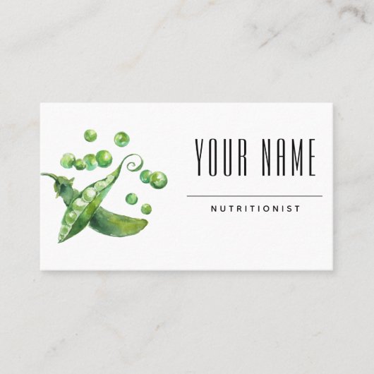 Voedingsdeskundige Food Coach Waterverf Erwten Gez Visitekaartje (Voorkant)