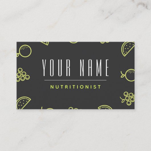 Voedingsdeskundige Neon Food Pattern Simple Minima Visitekaartje (Voorkant)