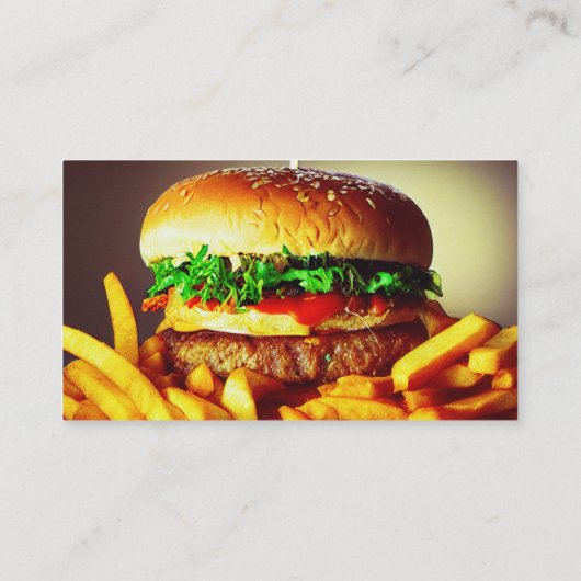 Voedingsdiner Beef Bacon Egg Burger House Restaura Visitekaartje (Achterkant)