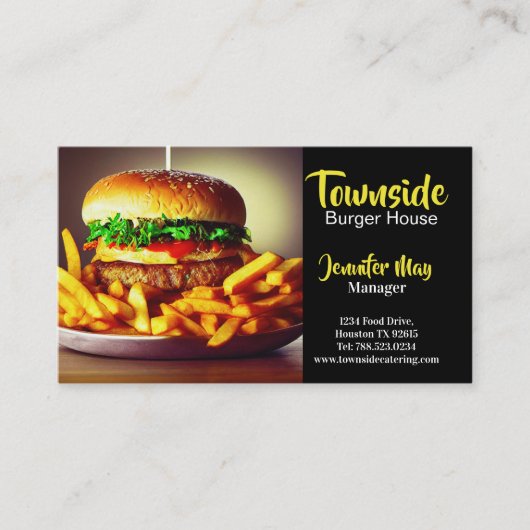 Voedingsdiner Beef Bacon Egg Burger House Restaura Visitekaartje (Voorkant)