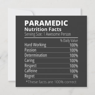voedingsfacetten, paramedic nutrition fact kaart