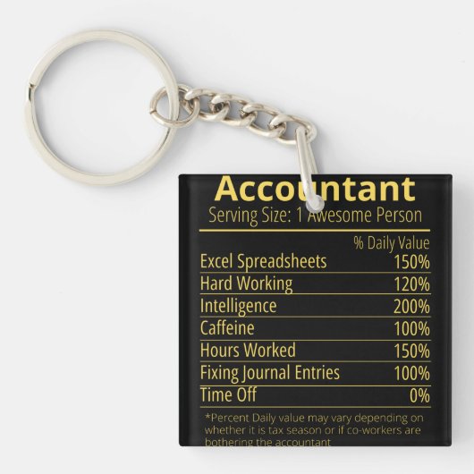 voedingsfactoraccountant, voedingsfacetten sleutelhanger (Voorkant)
