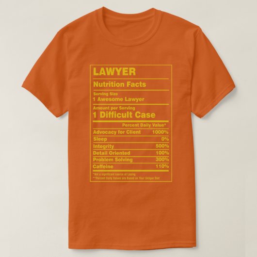 Voedingsfeiten advocaat t-shirt (Design voorkant)
