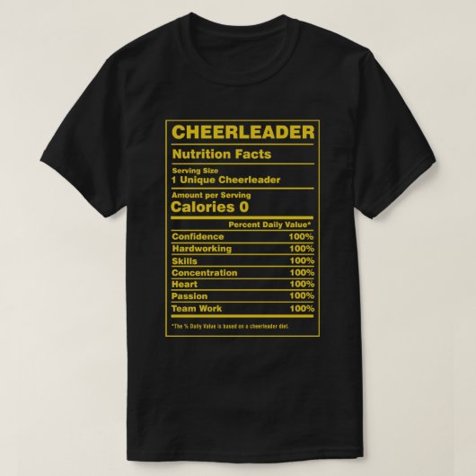 Voedingsfeiten Cheerleader T-shirt (Design voorkant)