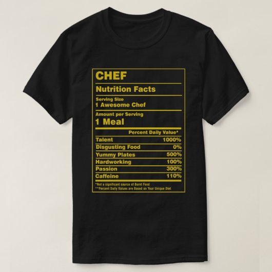 Voedingsfeiten Chef T-shirt (Design voorkant)