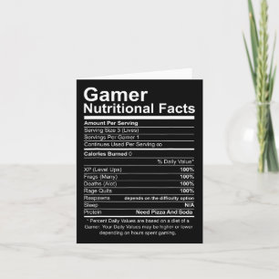 Voedingsfeiten Cool Gamer Videospel Grappig  Kaart