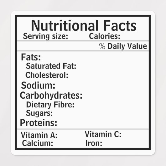 Voedingsfeiten label voor voedingsmiddelen gewicht (Design 1)