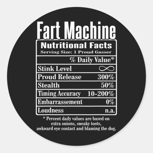 Voedingsfeiten Scheetmachine Papa Grappen Grappige Ronde Sticker (Voorkant)