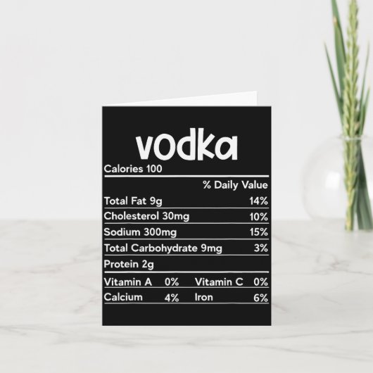 Voedingsfeiten Vodka Thanksgiving Grappig Drinken Kaart (Voorkant)