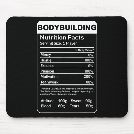 Voedingsfeiten voor bodybuilding muismat (Voorkant)