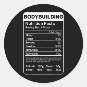 Voedingsfeiten voor bodybuilding ronde sticker
