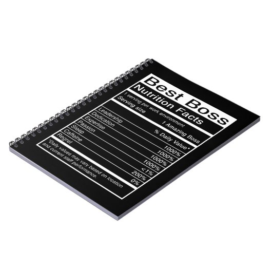 Voedingsfeiten voor de beste baas Grappige spreuk Notitieboek (Linkerzijde)