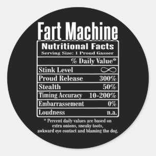 Voedingsfeiten Winkelwagen Machine Dad Jokes Funny Ronde Sticker