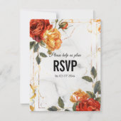 Voedingskeuze Marble Dreams: Orange Rose Elegance RSVP Kaartje (Voorkant)