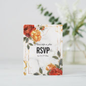 Voedingskeuze Marble Dreams: Orange Rose Elegance RSVP Kaartje (Staand voorkant)