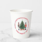 Voedingskrakers en aangepaste tekst voor kerstbome papieren bekers (Achterkant)