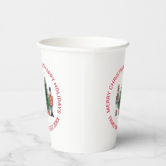 Voedingskrakers en aangepaste tekst voor kerstbome papieren bekers (Rechts)