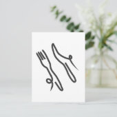 Voedingsmes en vork moderne grijs en wit briefkaart (Staand voorkant)