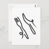 Voedingsmes en vork moderne grijs en wit briefkaart (Voorkant / Achterkant)