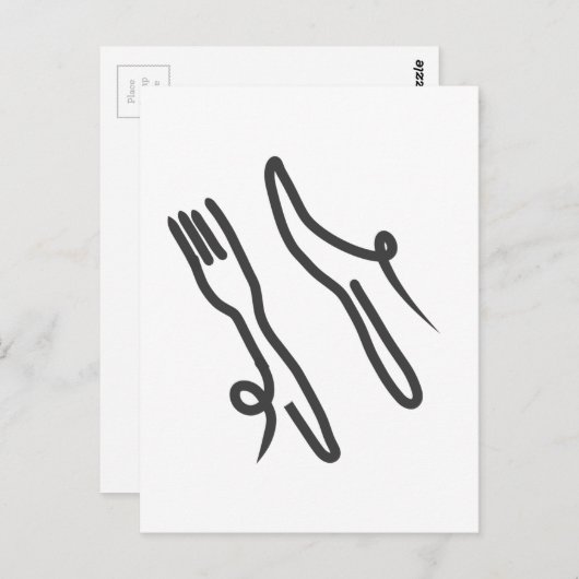 Voedingsmes en vork moderne grijs en wit briefkaart (Voorkant / Achterkant)