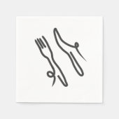 Voedingsmes en vork moderne grijs en wit servet (Voorkant)
