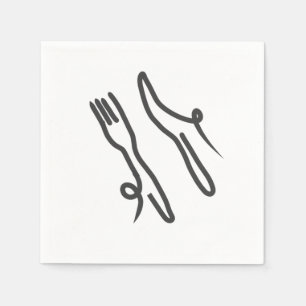 Voedingsmes en vork moderne grijs en wit servet