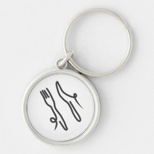 Voedingsmes en vork moderne grijs en wit sleutelhanger