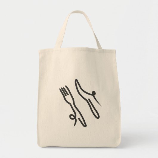 Voedingsmes en vork moderne grijs en wit tote bag (Voorkant)