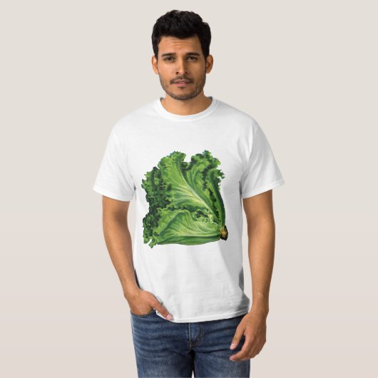  voedingsmiddelen, groene bladsla, groenten t-shirt (Voorkant volledig)