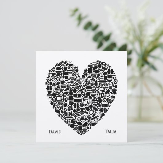 Voedingsmiddelen Heart Gold Aangepaste bruiloft Ui Kaart (Staand voorkant)