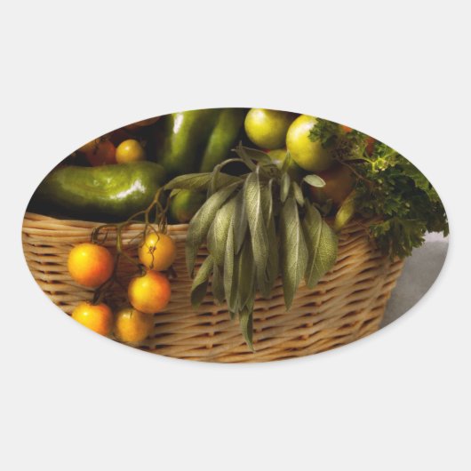 Voedingsmiddelen - Veggie - Sage-advies Ovale Sticker (Voorkant)