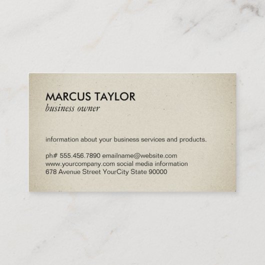 Voedingsmiddelen Visitekaartje (Achterkant)