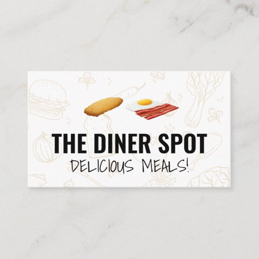 Voedingspictogrammen | Bacon en eieren Visitekaartje (Voorkant)