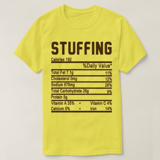voedingsstofetiket opvullen t-shirt (Design voorkant)