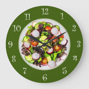 Voedingsthema Vegetarian Salad Kitchen Wall klokke Grote Klok