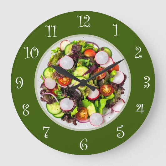 Voedingsthema Vegetarian Salad Kitchen Wall klokke Grote Klok (Voorkant)