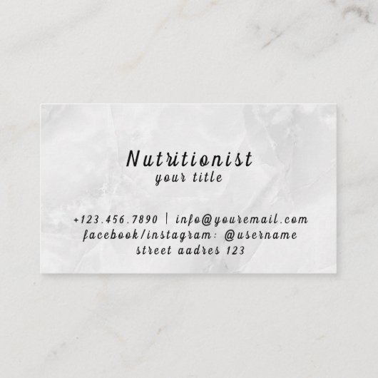 Voedingstherapeut Gezondheid en Wellness Visitekaartje (Achterkant)